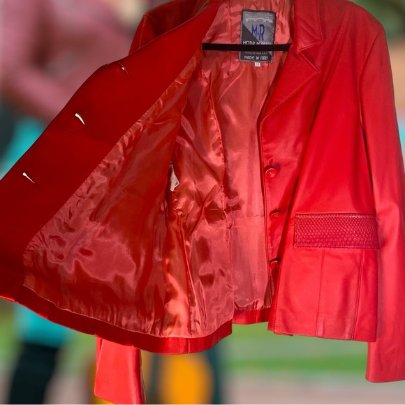 Moda in Pelle Vintage With Original Tags. Sz 42. Made In Italy.  Red Leather Jkt - Picture 13 of 15